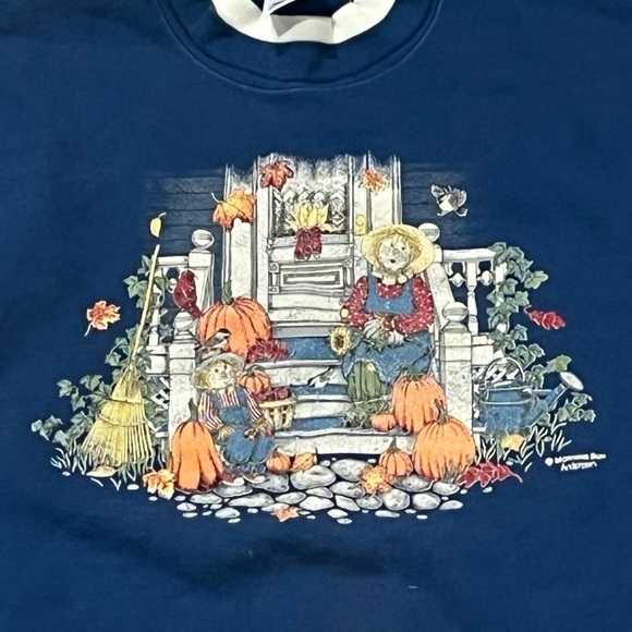 Vintage 90s Halloween Scarecrow Fall 1990s Crewneck Pullover Jumper Sweatshirt - Picture 2 of 9